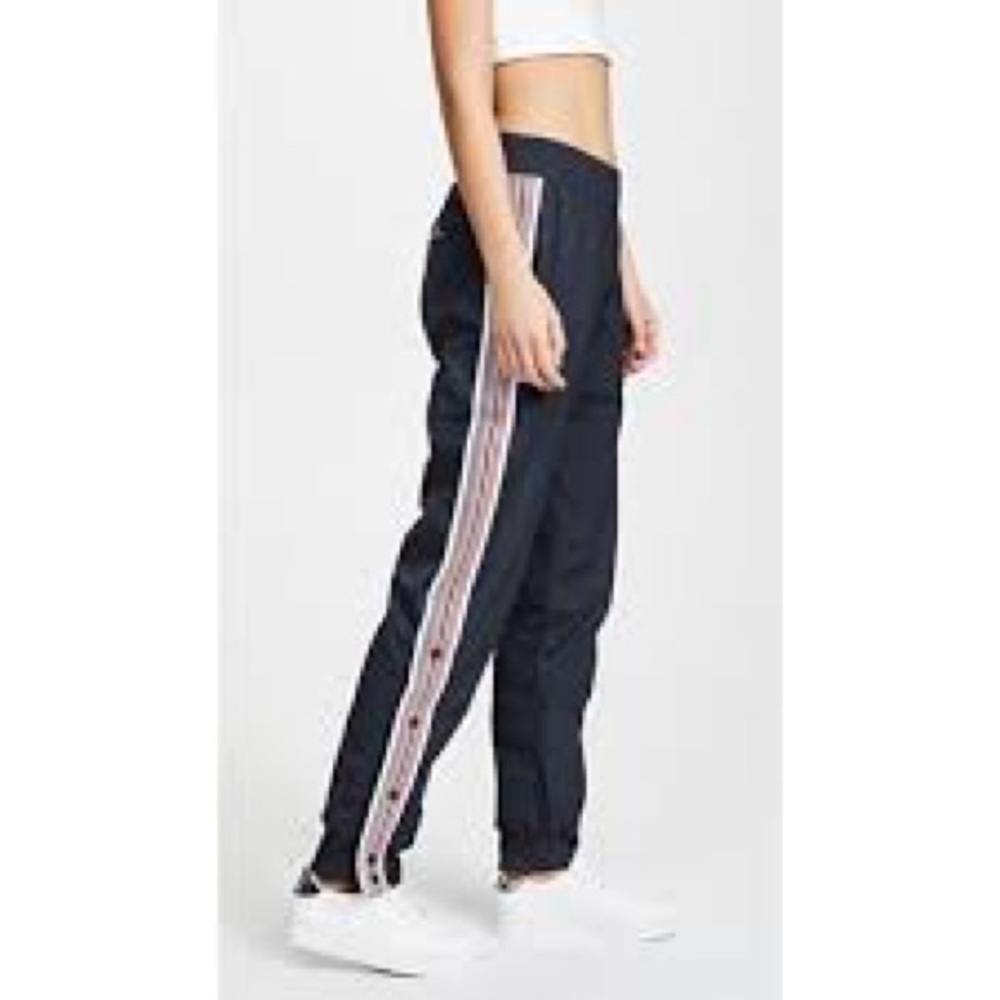 adidas Black Track Pants with Pink Side Stripes